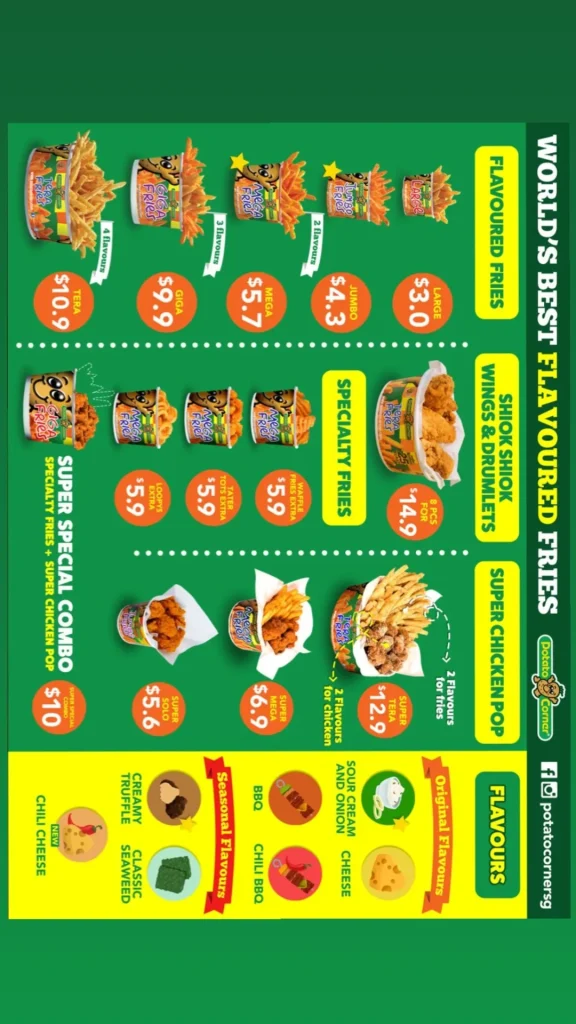 Potato Corner Menu Singapore 2