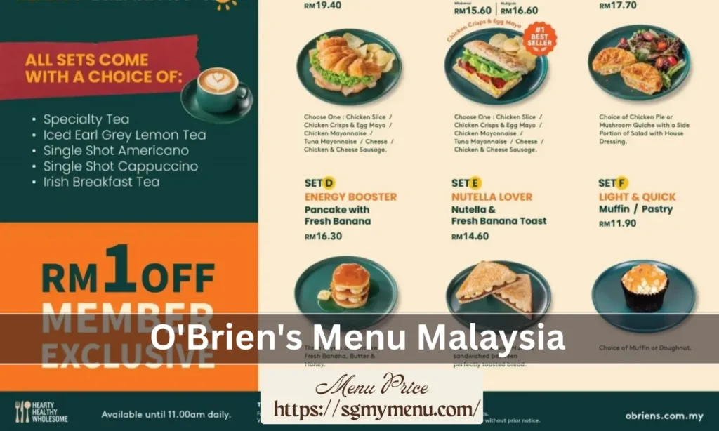 O'Brien's Menu Malaysia
